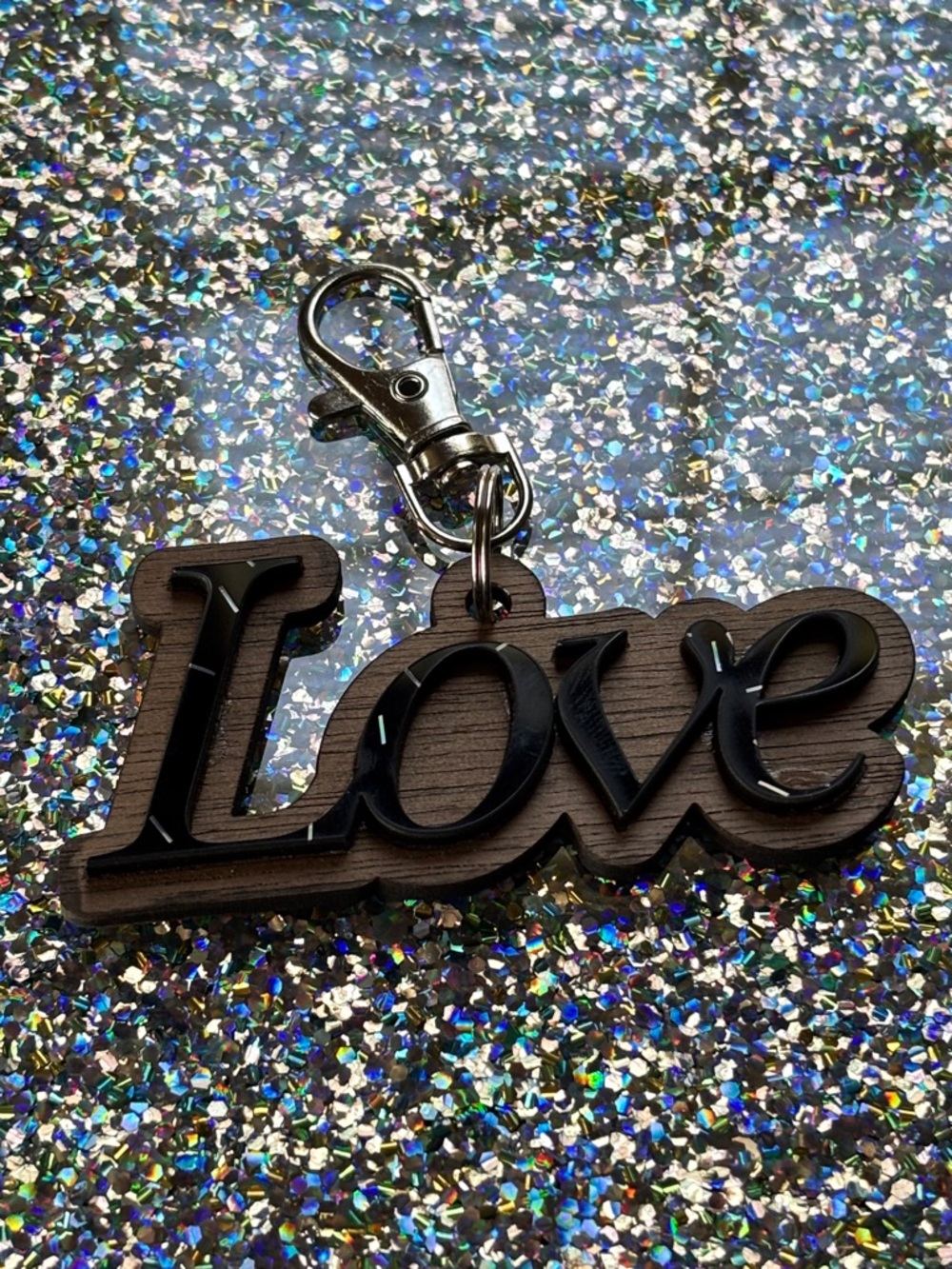 Love Script Keychain - Black and Brown Women Accessories